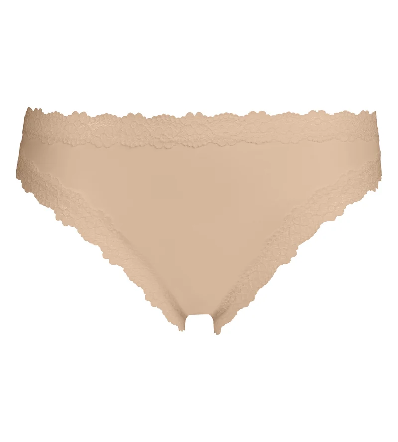 Unsichtbarer brasilianischer Slip für Damen aus Mikrofaser und Spitze in Nude von Dim