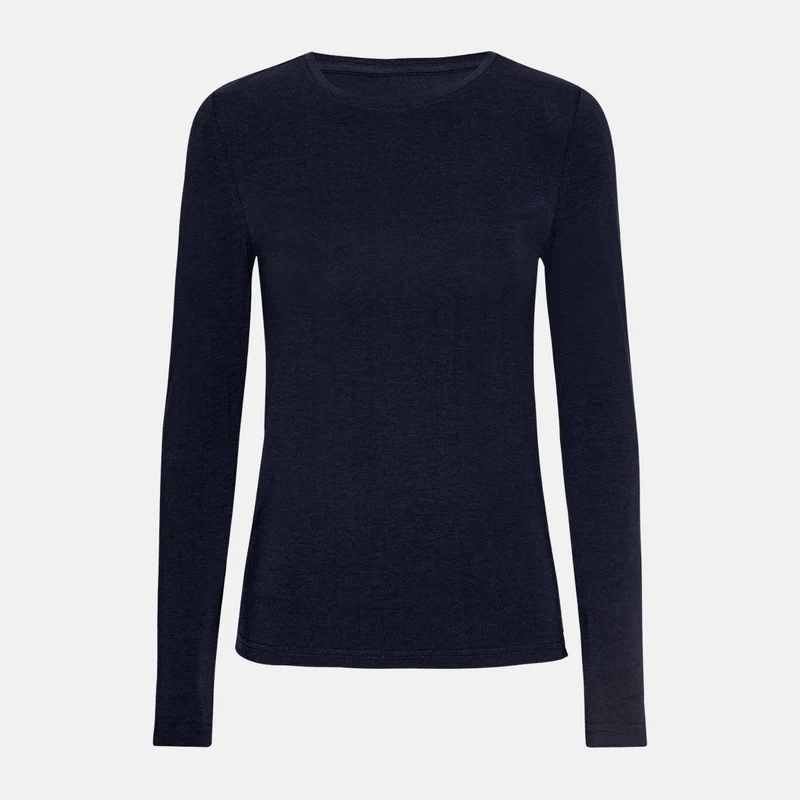 Blaues Langarm-T-Shirt aus Bambus