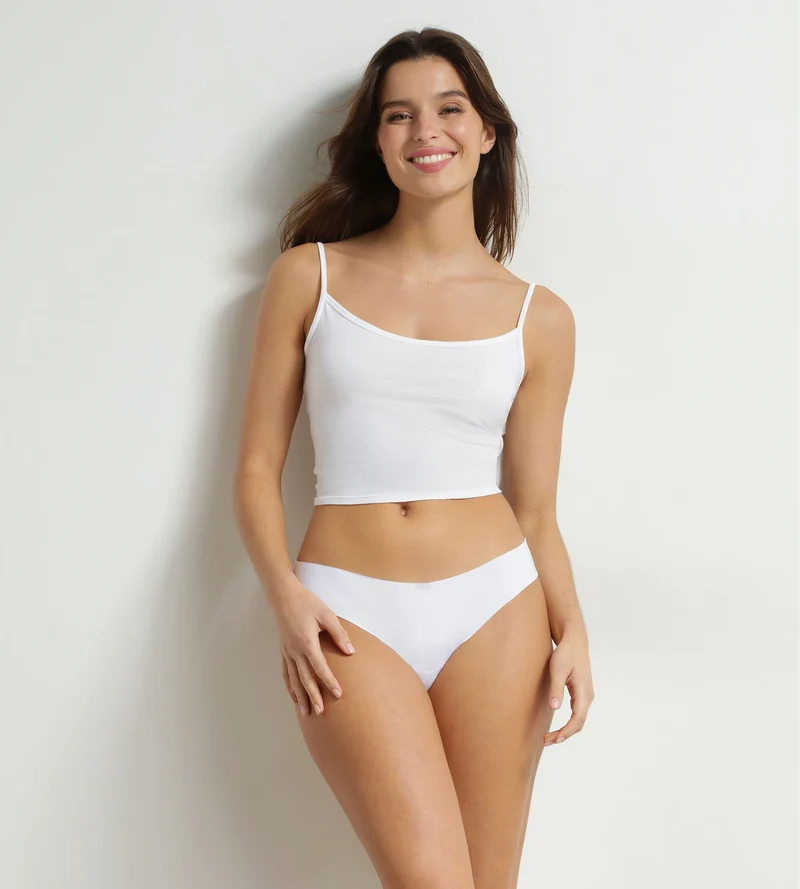 Unsichtbarer brasilianischer Slip für Damen aus Mikrofaser Weiß Dim