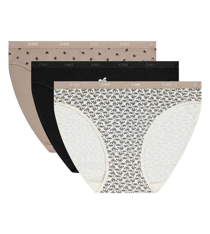 3er-Pack Damen-Slips aus Stretch-Baumwolle mit Palmenmuster von Les Pockets