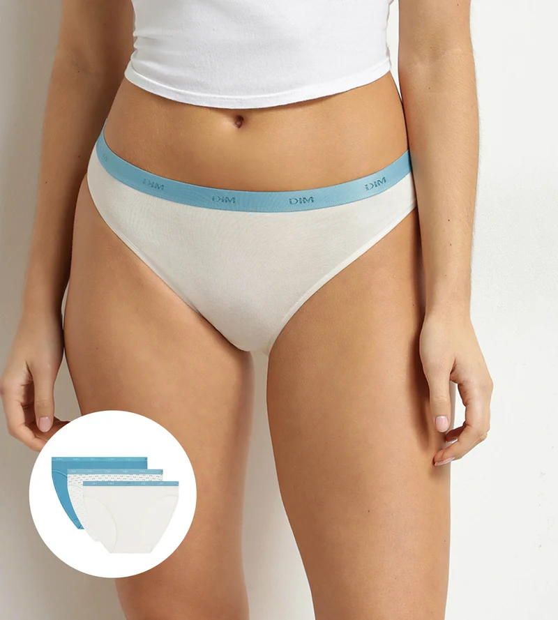 3er-Pack Damen-Slips aus Stretch-Baumwolle mit Perlmutt-Schleife von Les Pockets