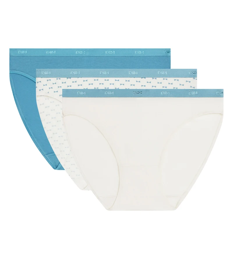 3er-Pack Damen-Slips aus Stretch-Baumwolle mit Perlmutt-Schleife von Les Pockets