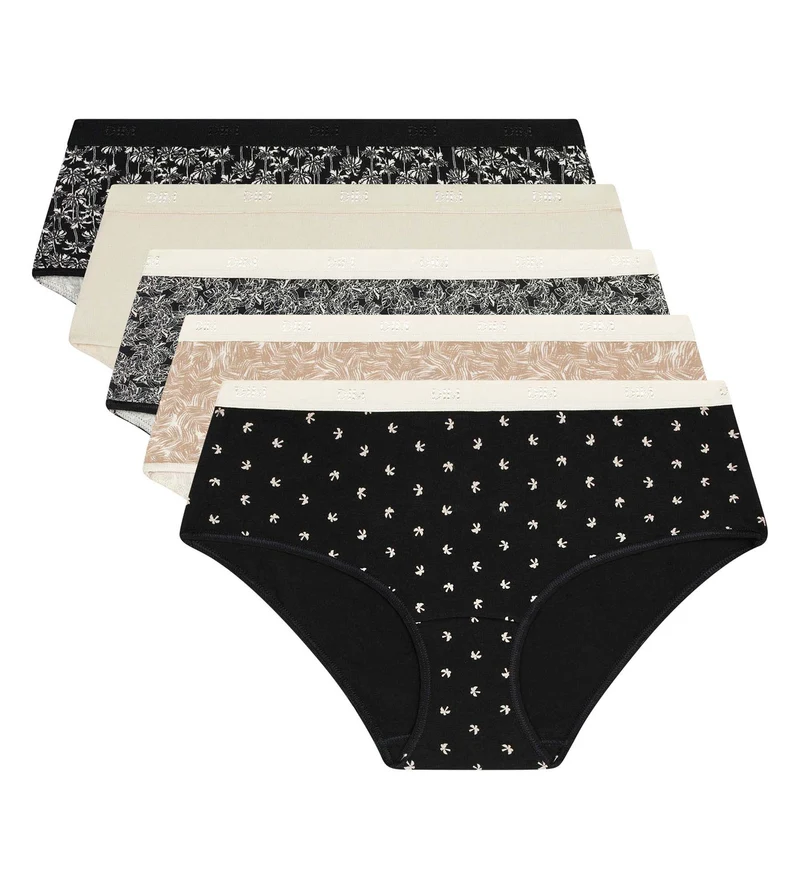 5er-Pack Damenboxershorts aus Stretch-Baumwolle mit tropischem Muster von Les Pockets