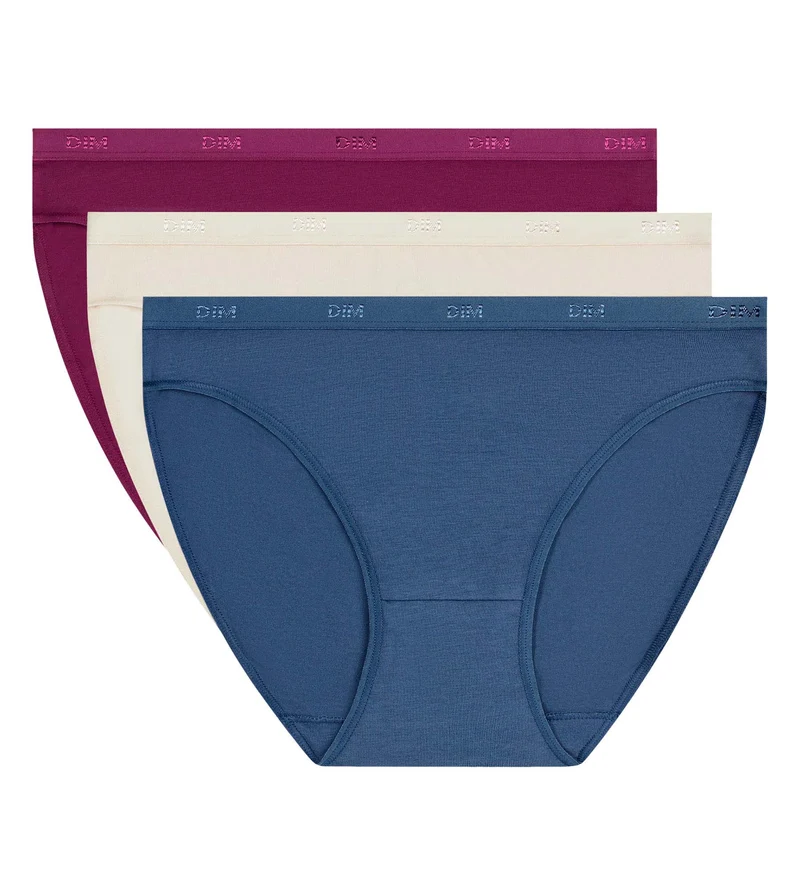 3er-Pack Damen-Slips aus Stretch-Baumwolle in Creme-Grau von Les Pockets Ecodim