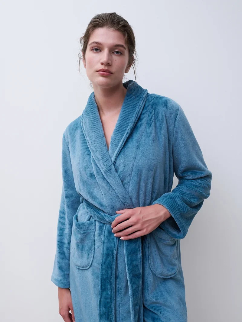 Femilet - Teddy-Bademantel Misty Blue