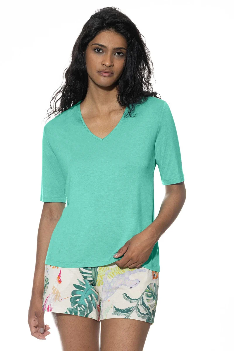 Shirt, kurzarm, V-Neck, PURE CHIC in Sommerfarbe seafoam (knallgrün)