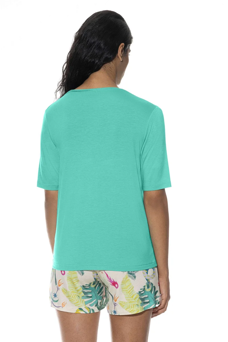 Shirt, kurzarm, V-Neck, PURE CHIC in Sommerfarbe seafoam (knallgrün)