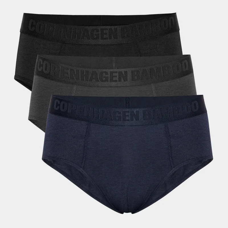 3er-Pack Bambus-Slips für Männer in Schwarz/Grau/Marine