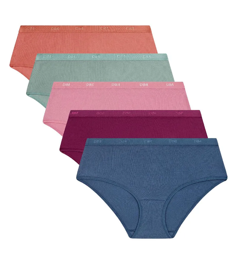 5er-Pack Damen-Boxershorts aus Stretch-Baumwolle Rosa Blau Les Pockets Ecodim