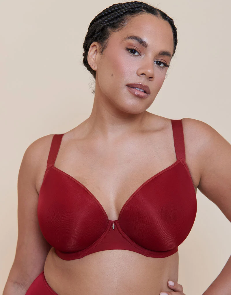 Curvy Kate Smoothie Spacer Moulded T-Shirt Plunge Bra Deep Red