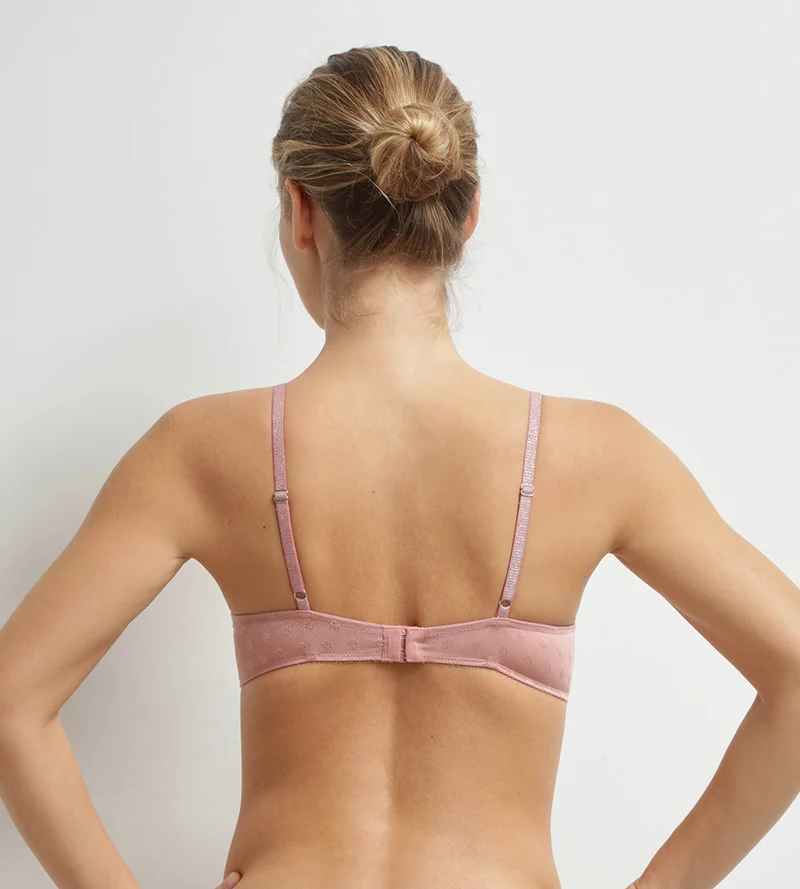 Gepolsterter bügelloser Triangel-BH aus floraler rosafarbener Mikrofaser – Cosy Time