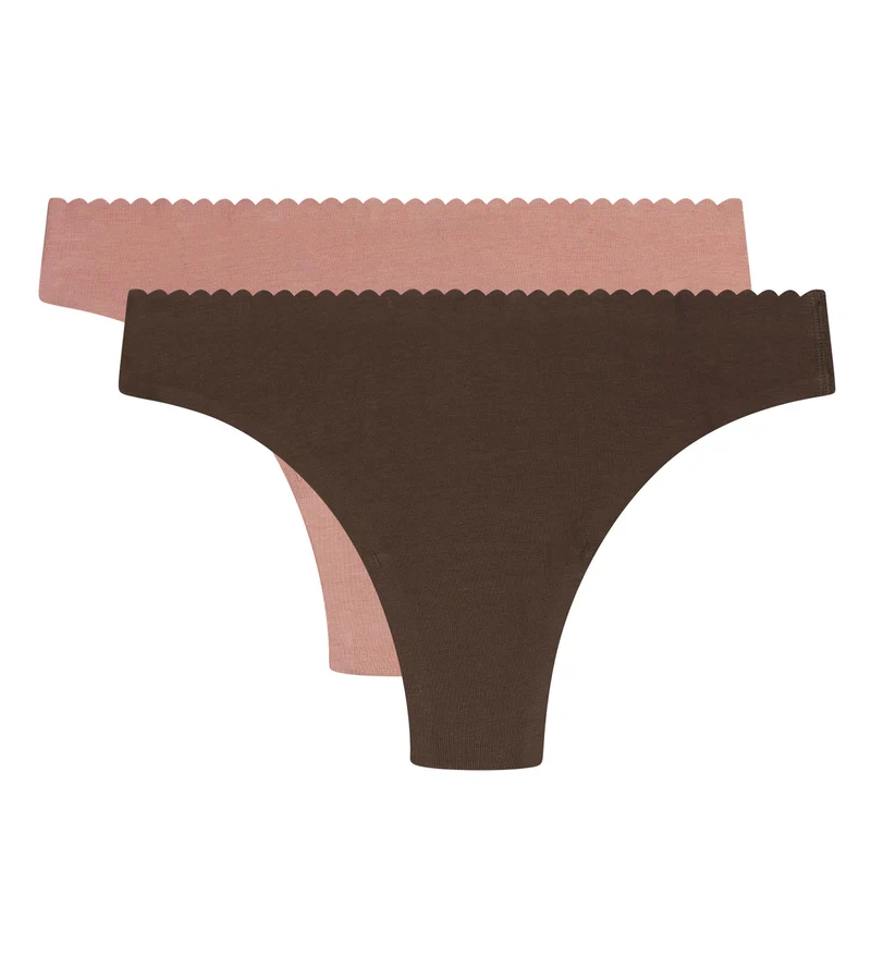 2er-Pack Damen-Tangas in Braun und Rosa Body Touch Easy