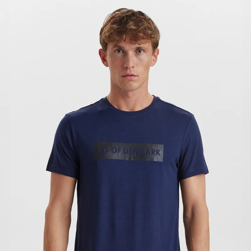 Blaues Bambus-T-Shirt mit Logo