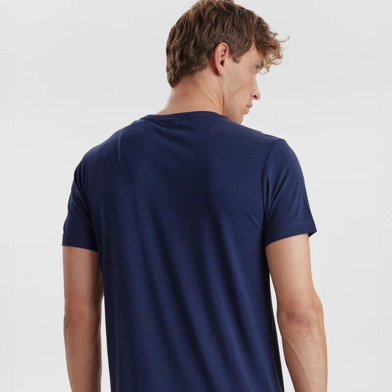 Blaues Bambus-T-Shirt mit Logo