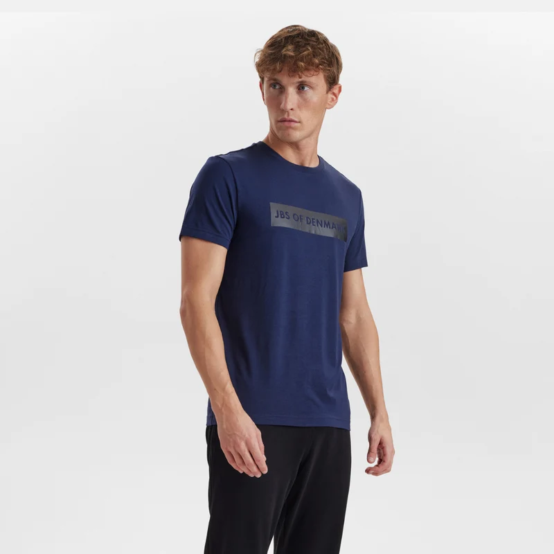 Blaues Bambus-T-Shirt mit Logo