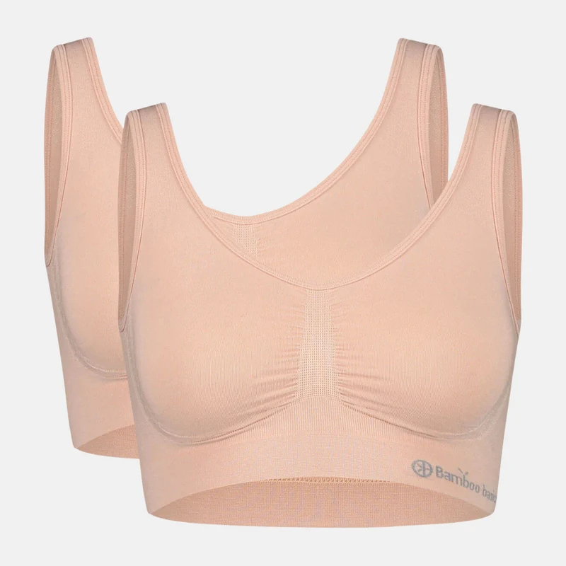 2er-Pack Rosa Bambus-BHs ohne Bügel