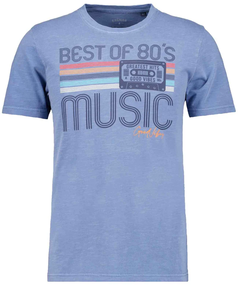 T-Shirt mit 80ies-Print, Rundhals