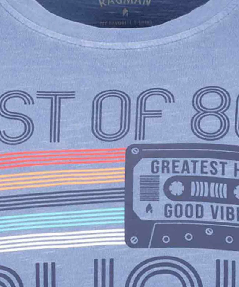 T-Shirt mit 80ies-Print, Rundhals