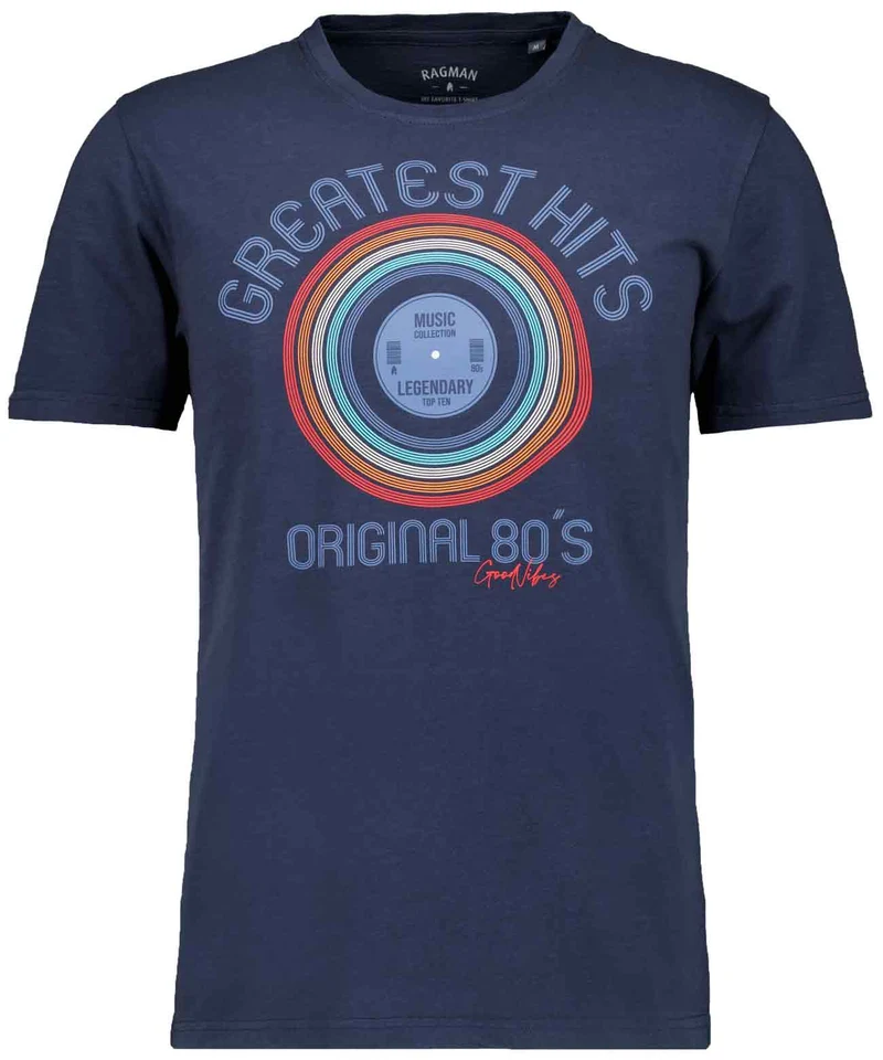 T-Shirt mit 80ies-Print, Rundhals