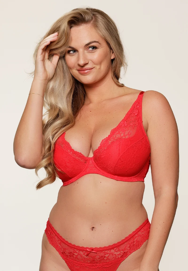 LingaDore 1400-6 Triangel plunge BH Rot
