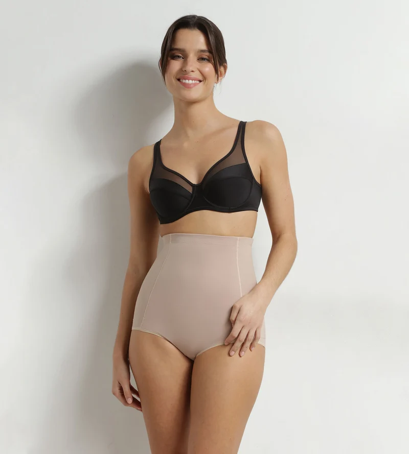 Hoch geschnittener Miederhose für Damen aus nudefarbener Mikrofaser Dim Silhouette Contour