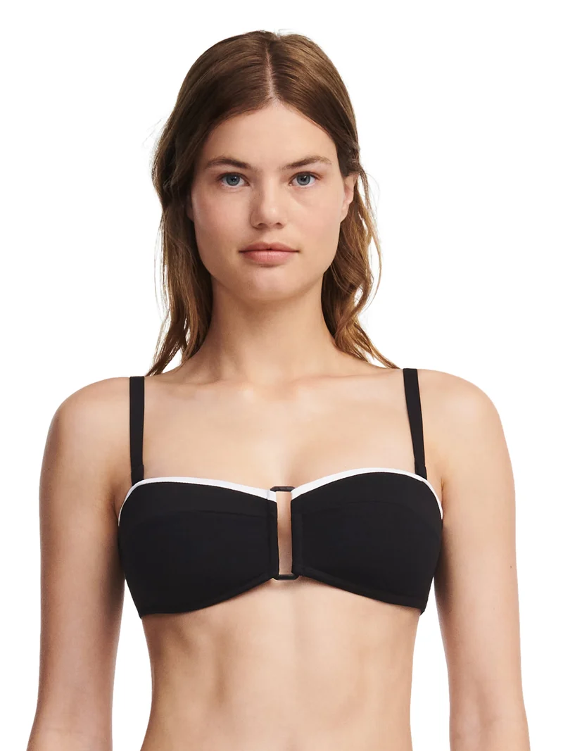 Chantelle Bademode – Authentischer kabelloser Bandeau-Spacer-Bikini, Schwarz/Weiß