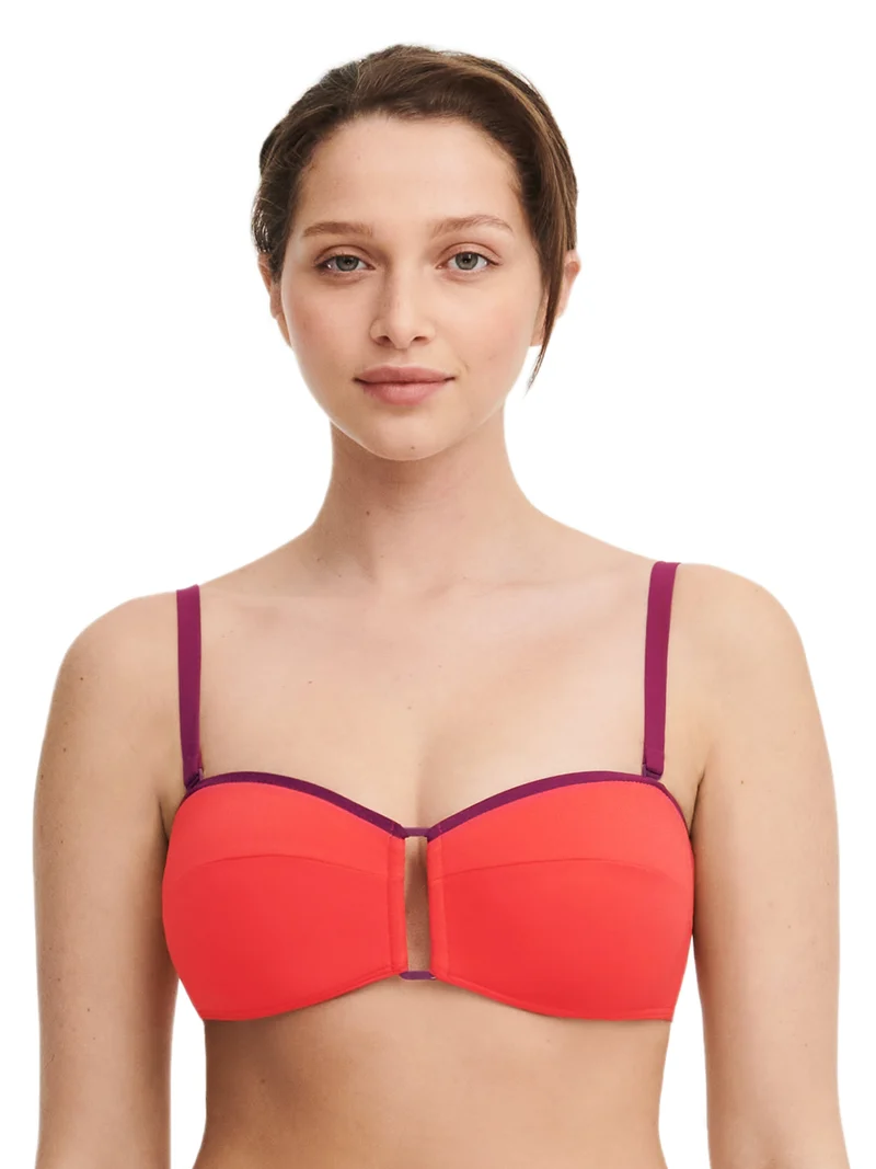 Chantelle Bademode – Authentischer kabelloser Bandeau-Spacer-Bikini Rouge / Orange