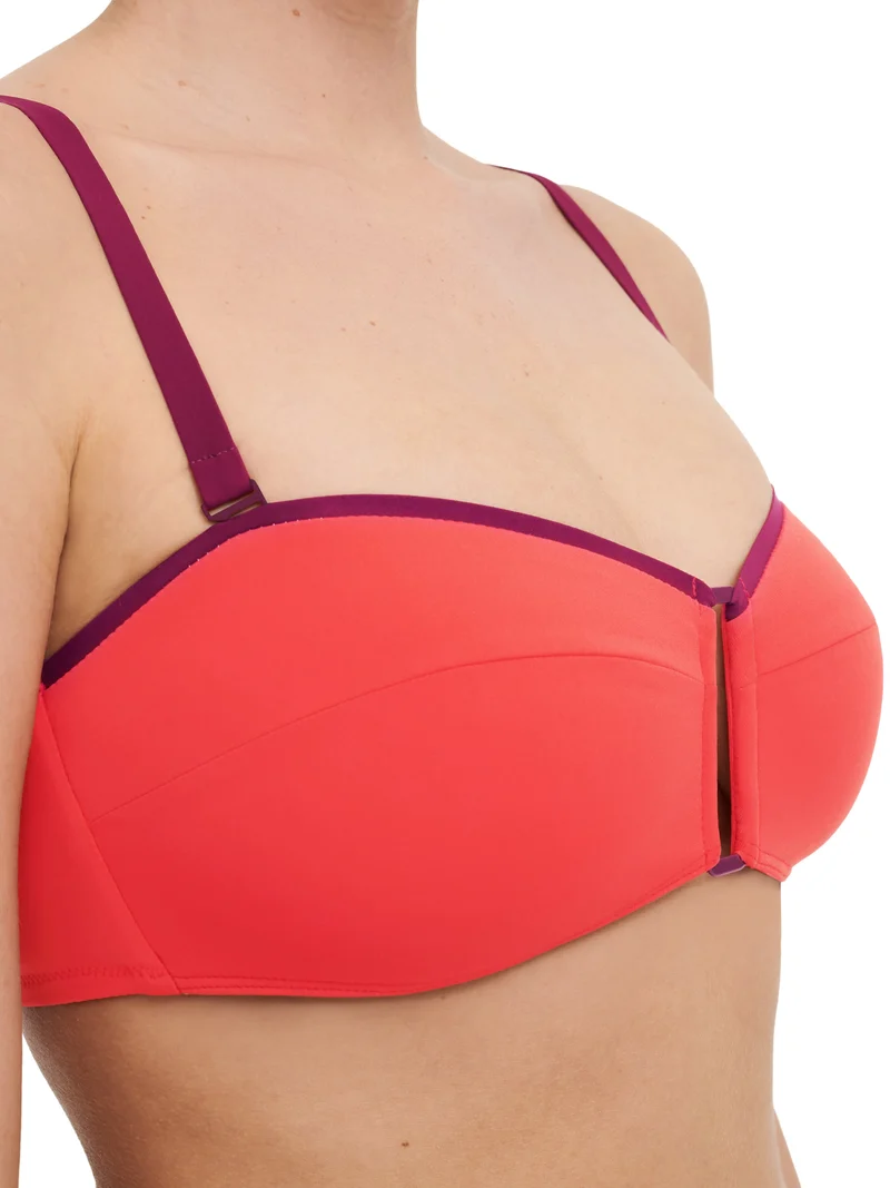 Chantelle Bademode – Authentischer kabelloser Bandeau-Spacer-Bikini Rouge / Orange
