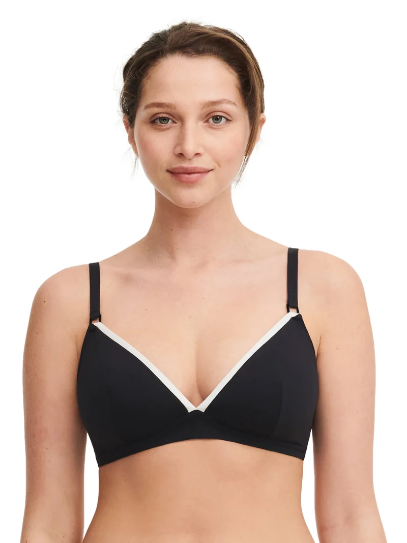Chantelle Bademode – Authentischer, kabelloser Triangel-Spacer-Bikini, Schwarz/Weiß