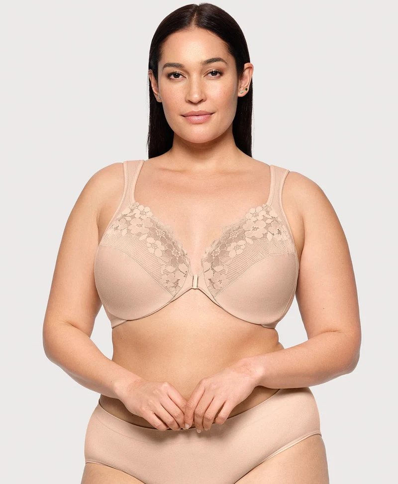 Front-Closure Cotton WonderWire Bra Cafe