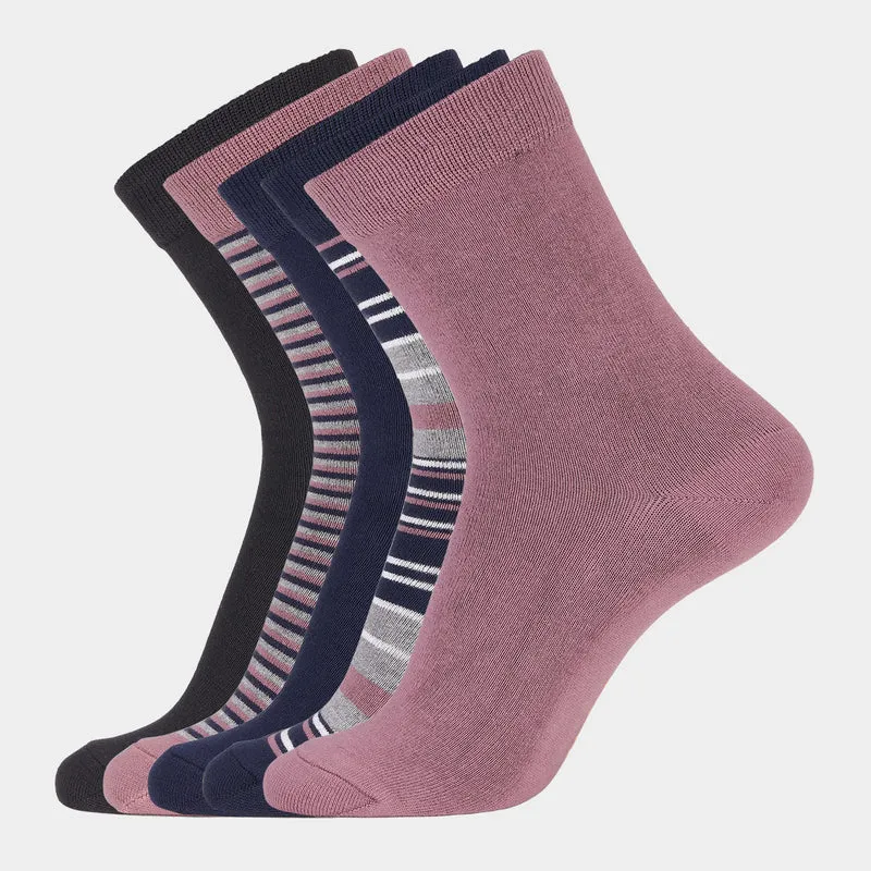5er Pack Bambussocken in mauve/schwarz/marine/gestreift (Low cut)