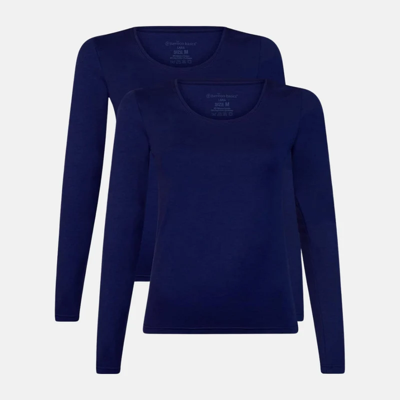 2er-Pack Blau Langarm-Bambus-T-Shirt