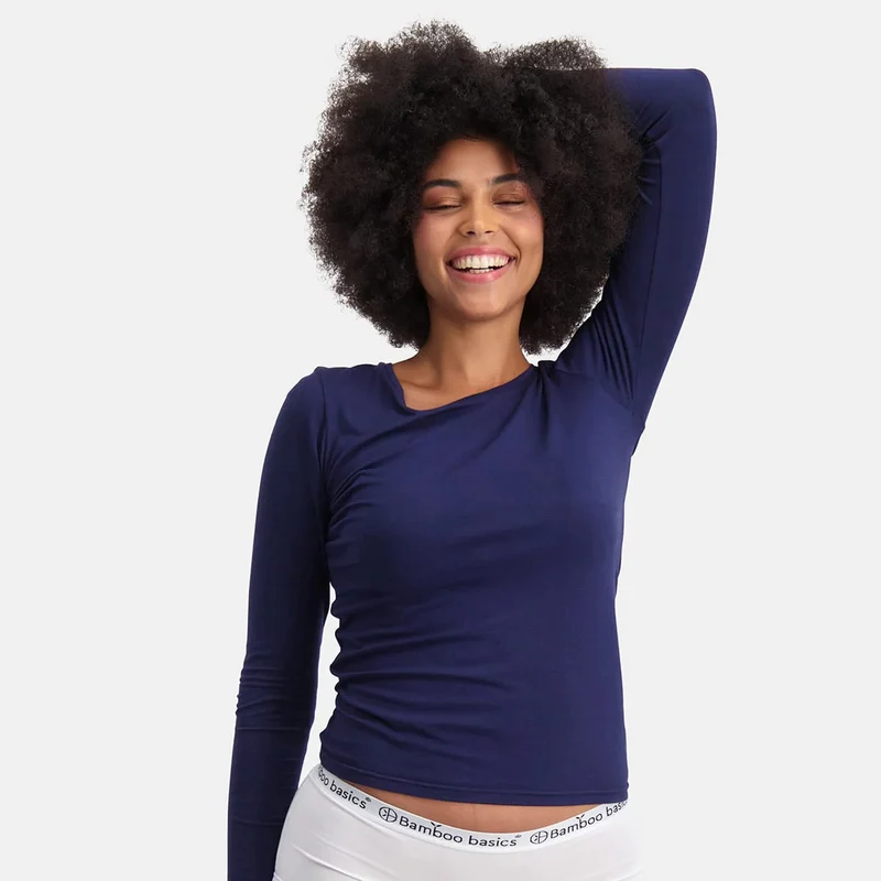 2er-Pack Blau Langarm-Bambus-T-Shirt