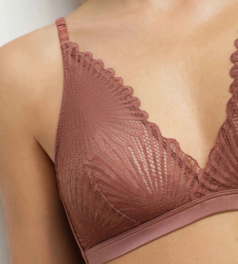 Triangel-BH ohne Bügel aus Spitze in Braun Chocolove