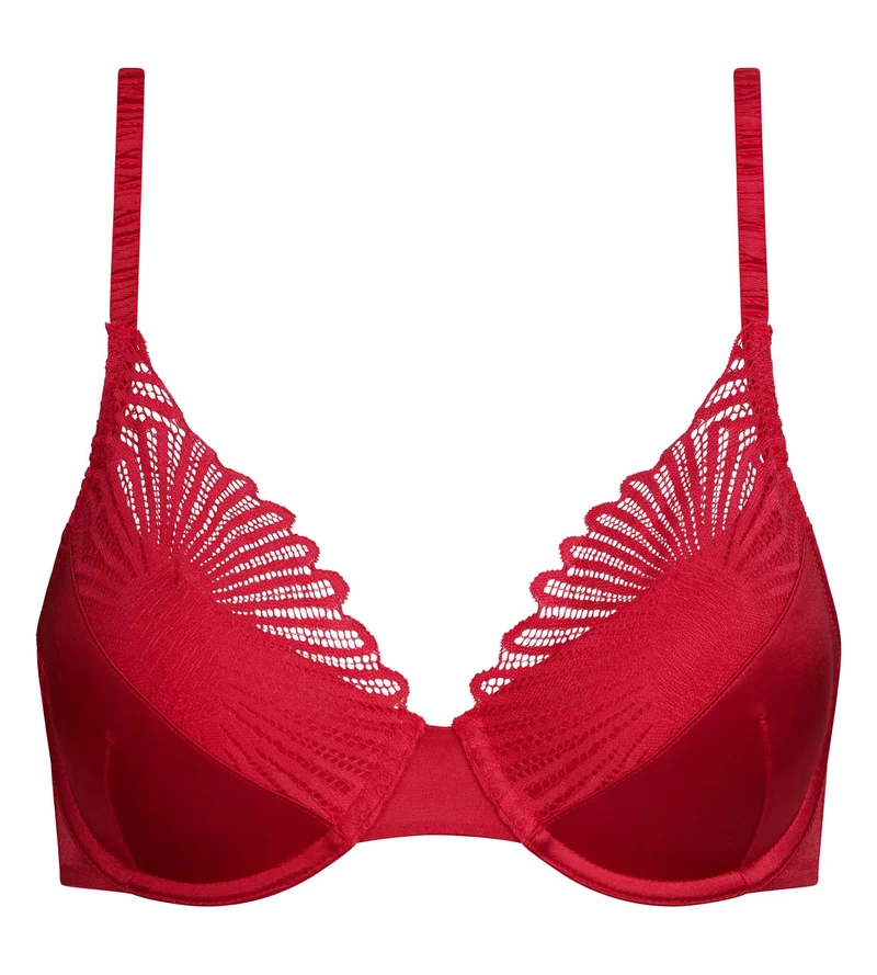 BH mit Bügeln aus Satin und Spitze in Rot Dim ChocoLove