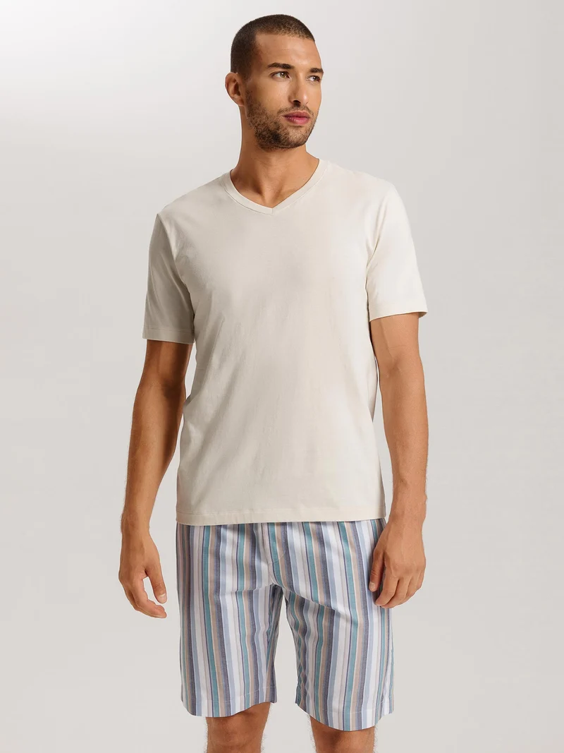 T-Shirt, V-Ausschnitt, LIVING SHIRTS, in Sommer-Farbe warm sand - Grösse L