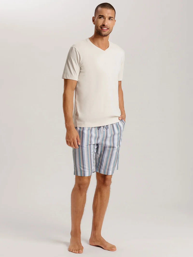T-Shirt, V-Ausschnitt, LIVING SHIRTS, in Sommer-Farbe warm sand - Grösse L