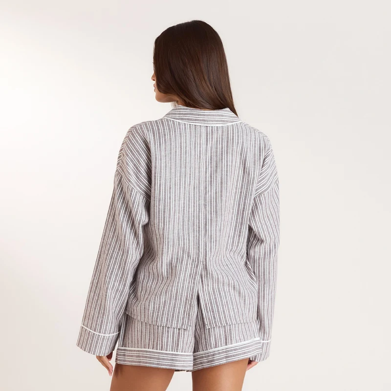 Stripe Pyjamahemd - Schokolade