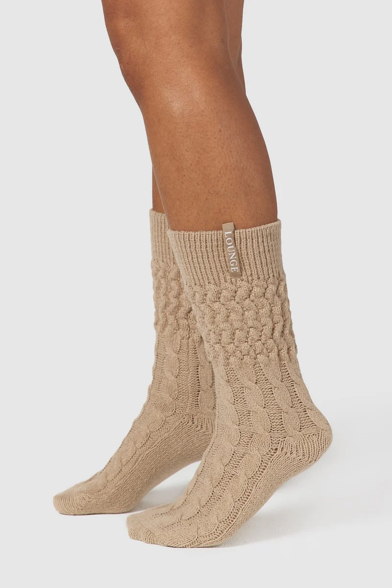 Snug Gestrickte Socke - Hellbraun