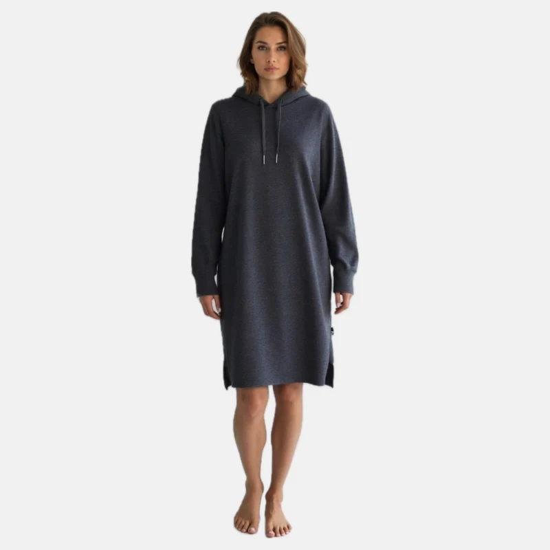 Dunkelgraues Kapuzenkleid aus Bambus