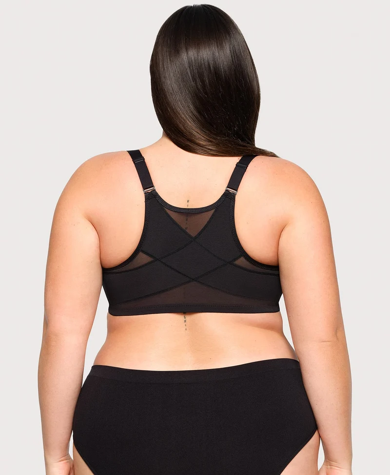 Front-Closure Posture Back WonderWire Bra Black