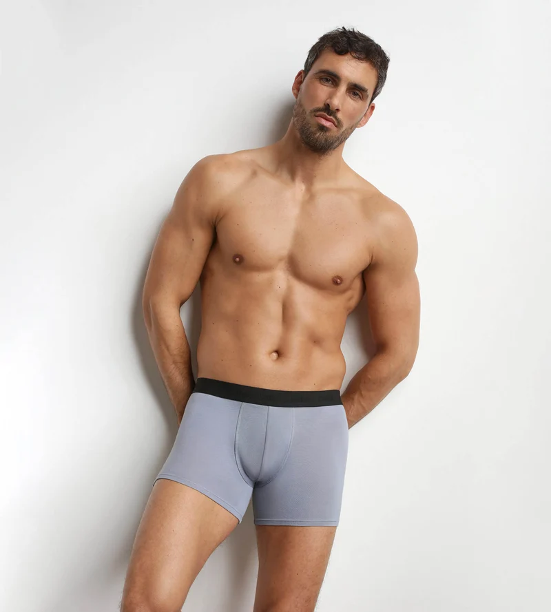 Boxershorts für Herren aus Modal-Piqué-Baumwolle in Graupulver von Dim Smart