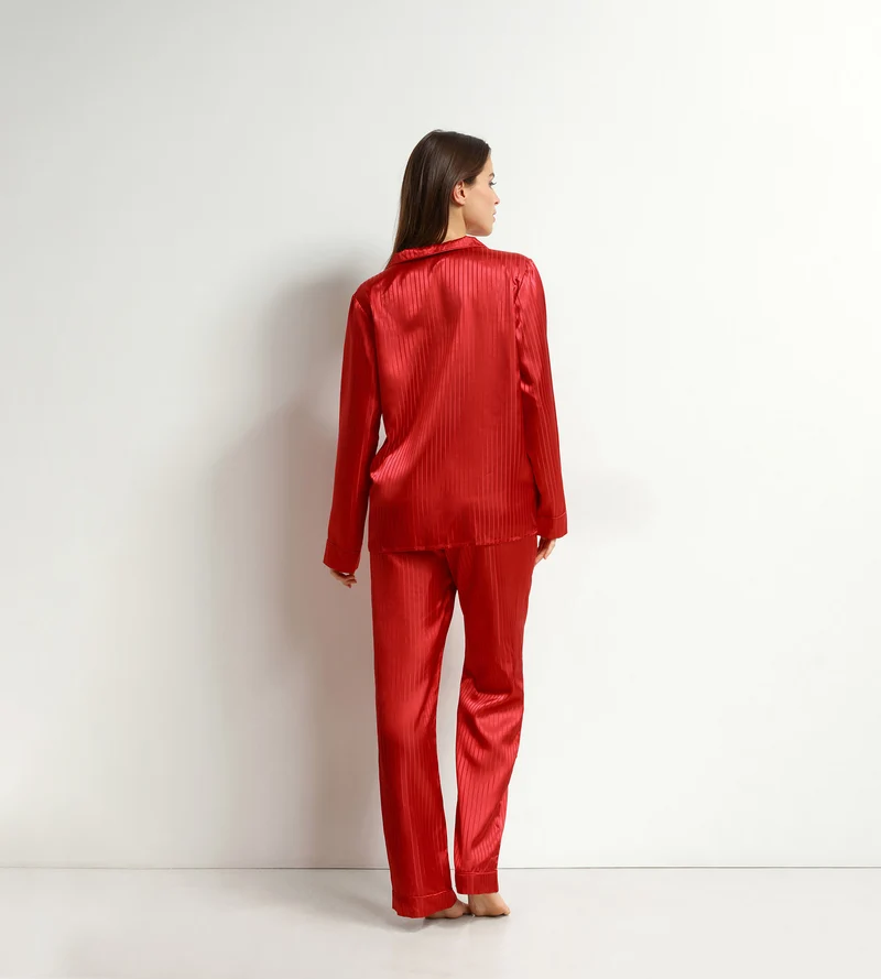 Damen-Pyjama-Set mit Satin-Hose Rot Dim Don’t Disturb