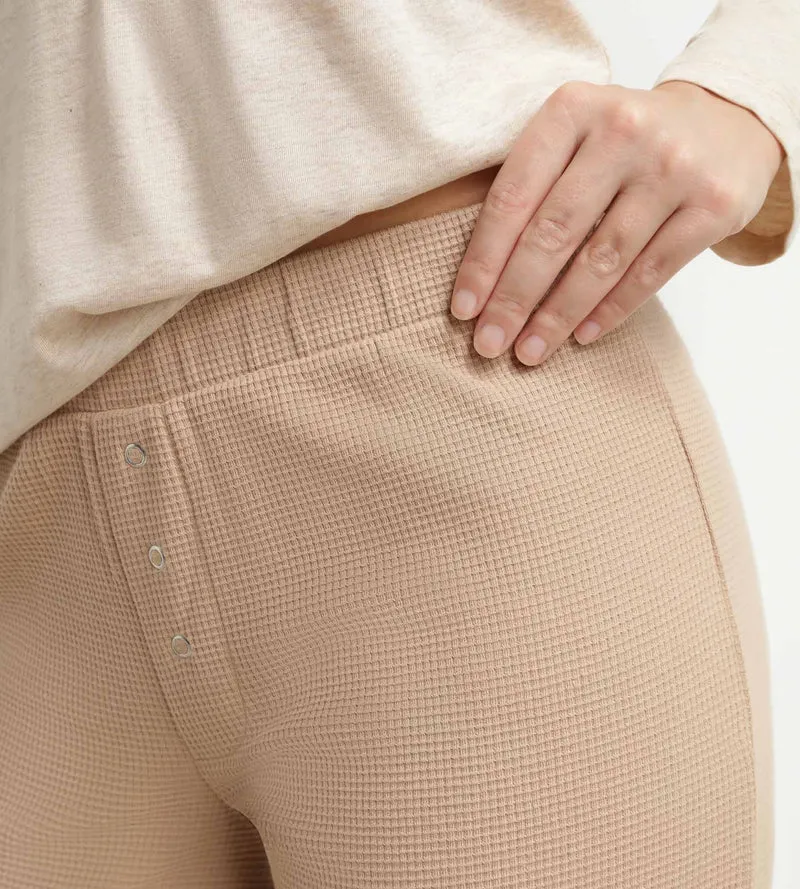 Damen-Pyjama-Set mit Serafino-Kragen aus braunem Jersey von Dim Cosy Time