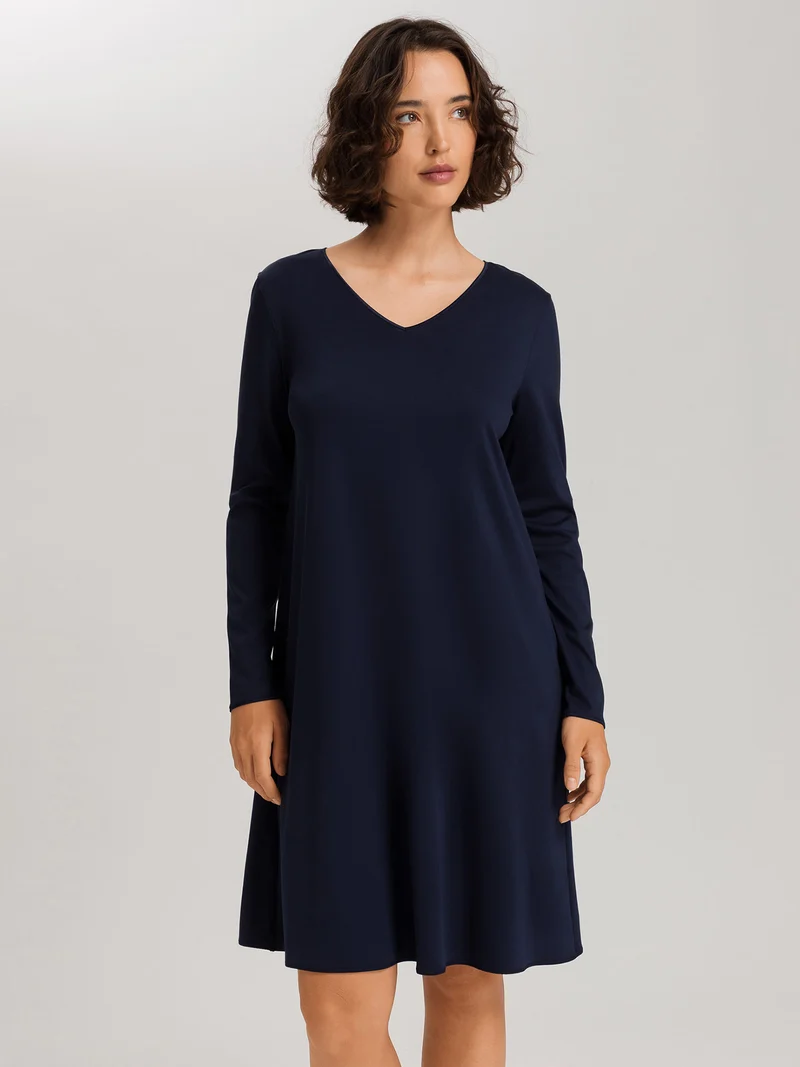 Nightdress, langarm, 100cm Länge, COTTON SILK