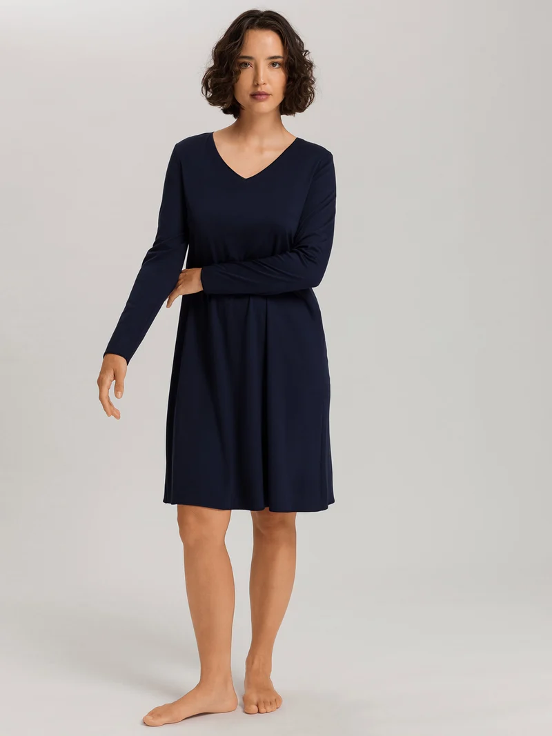 Nightdress, langarm, 100cm Länge, COTTON SILK