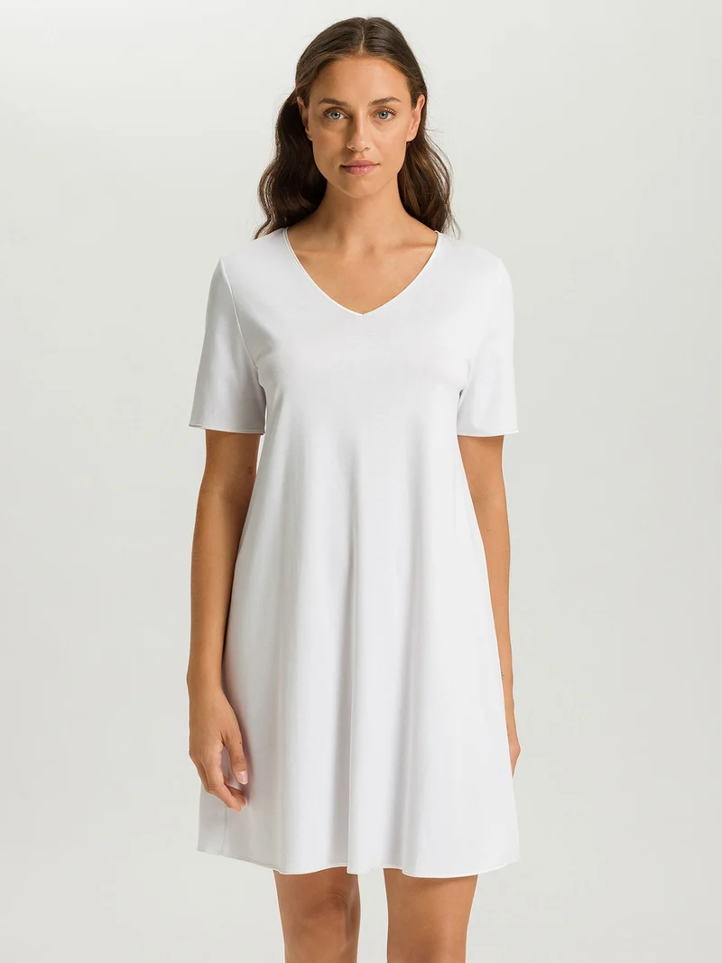 Nightdress, kurzarm, 90cm Länge, COTTON SILK