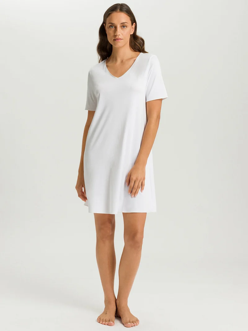 Nightdress, kurzarm, 90cm Länge, COTTON SILK