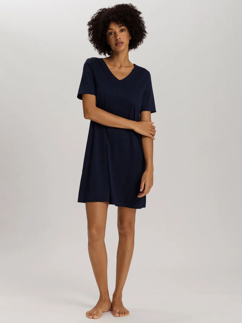 Nightdress, kurzarm, 90cm Länge, COTTON SILK