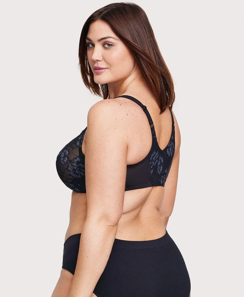 Front-Closure Lacey T-Back WonderWire Bra Black